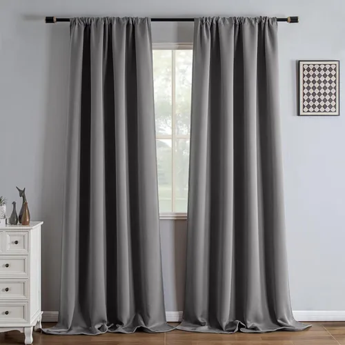 Miniatura 48 de IGEMAEVE Cortinas 100% opacas de 108 pulgadas de largo para dormitorio, juego de 2 paneles de cortinas opacas con bolsillo para barra y pestaña
