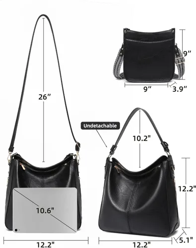 Miniatura 4 de Carteras para Mujeres 3PCS, Juego de Bolsos Cruzados Bolso Grande de Cuero Carteras de Hombro con Billetera Correas Ajustables para Damas Tote