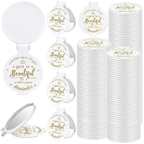 Miniatura 31 de 100 piezas de espejo compacto inspirador de 2.76 pulgadas a granel para mujeres, pequeños regalos de graduación, día de la madre, fiesta, bolso