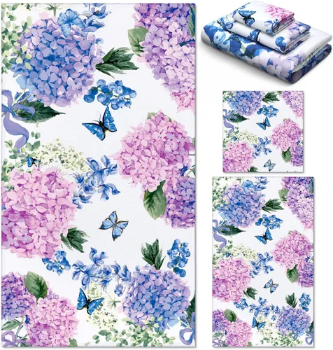 Miniatura 15 de Preboun Juego de 3 toallas de baño navideñas de gnomo, toallas de mano con árbol de Navidad, toallas de baño con copos de nieve de invierno, toallas