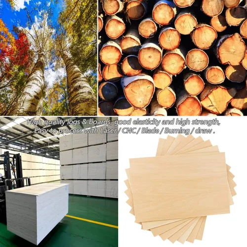 Miniatura 3 de Piezas de madera sin terminar, hojas de tilo para manualidades, perfectas para proyectos de bricolaje, pintura, dibujo, grabado de madera láser