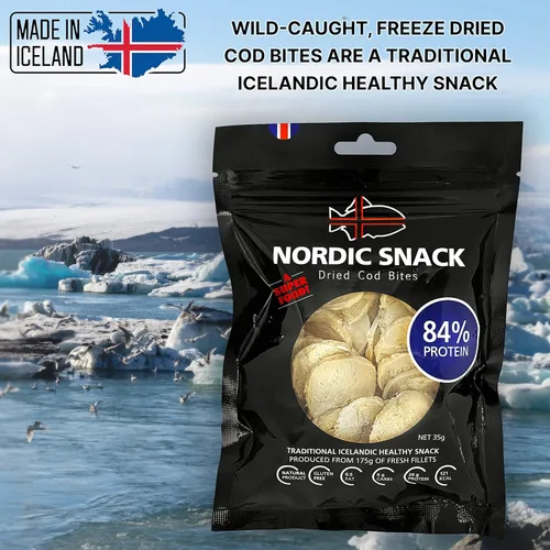 Miniatura 6 de Bocadillos de bacalao liofilizados (Hardfiskur) pescado capturado silvestre Snack nórdico saludable con alto contenido de proteínas