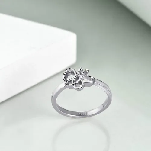 Miniatura 4 de HUKKUN Anillos de serpiente, perezoso, gato, conejo, mariposa para niñas, plata de ley 925, bonitos anillos apilables de animales, joyería, regalo