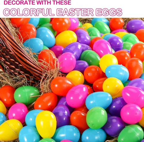 Miniatura 3 de 2000 huevos de Pascua, huevos de Pascua de plástico de colores brillantes surtidos de 2.4 pulgadas, huevos de Pascua vacíos para búsqueda de Pascua
