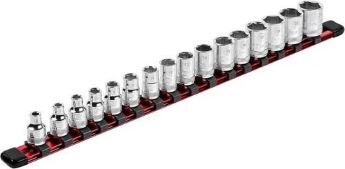 Miniatura 22 de ARES 70087-Organizador de enchufes de aluminio de 3 piezas, rieles de transmisión de 1/4 pulgadas, 3/8 pulgadas y 1/2 pulgadas con capacidad para 48