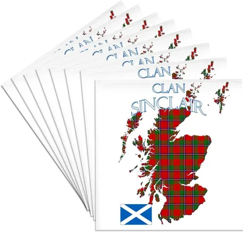 Miniatura 9 de 3dRose Outline of Scotland with the Sinclair Clan Family Tartan. Set of 8 Coasters - Soft