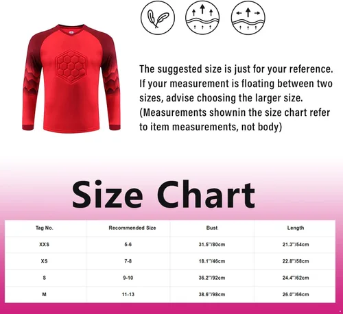 Miniatura 4 de TiaoBug Camiseta de portero de gladiador para niños y niños, camiseta de portero acolchada, uniforme de entrenamiento de equipo deportivo