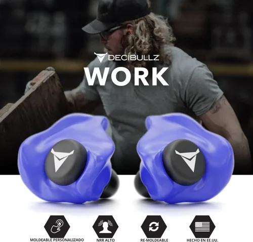 Miniatura 5 de Decibullz - Tapones para oídos moldeables a medida, 31 dB NRR más alto, protección auditiva cómoda para disparar, viajar, trabajar y conciertos Azul