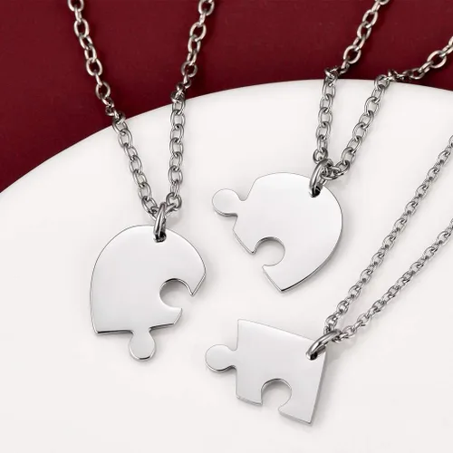 Miniatura 9 de FaithHeart BFF - Collar de costura de rompecabezas, 2345678 piezas, de acero inoxidable, con nombre personalizado, colgantes de corazón, joyería