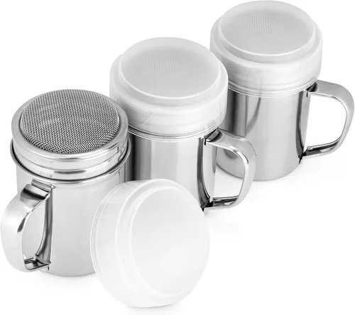 Miniatura 12 de Accmor 1 paquete espolvoreador de azúcar en polvo con mango, espolvoreador de canela tamizador de harina, colador de malla fina de acero inoxidable
