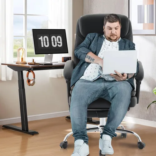 Miniatura 2 de Silla de oficina de masaje de 6 puntos con silla de oficina térmica y ergonómica con reposapiés y respaldo alto reclinable de 45°, silla de oficina