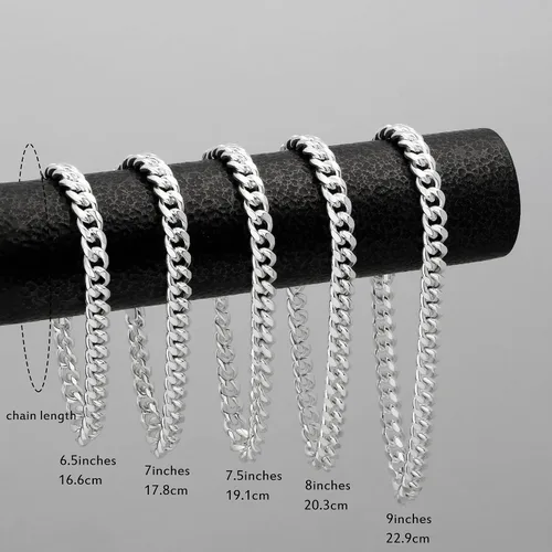 Miniatura 6 de SheCare Pulsera de cadena cubana para hombres, regalos para amantes del hip hop, pulseras de eslabones para papá, marido, novio, hermano, hijo