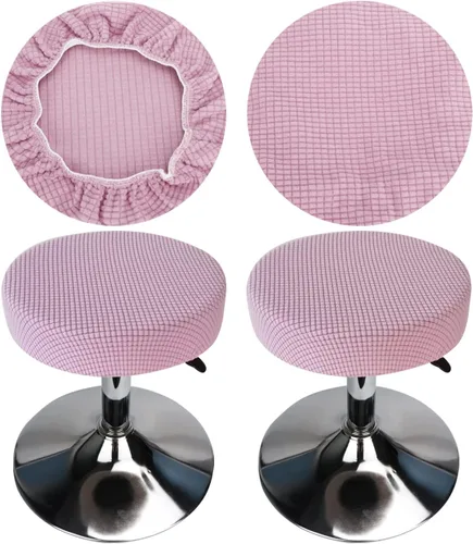 Miniatura 8 de Funda de taburete redonda de 12 a 16 pulgadas, fundas de asiento redondas para taburetes de bar, tela de lujo elástica, lavable de jacquard a prueba