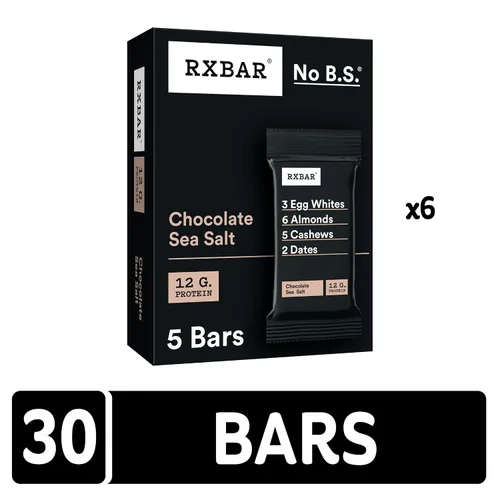 Miniatura 5 de RXBAR Barritas de proteína, 12g de proteína, snacks sin gluten, chocolate con sal marina (6 cajas, 30 barras)