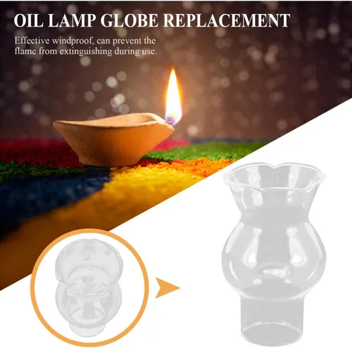 Miniatura 4 de Uonlytech Reemplazo de pantalla de lámpara de vidrio resistente a altas temperaturas, cubierta superior de lámpara de queroseno, chimenea