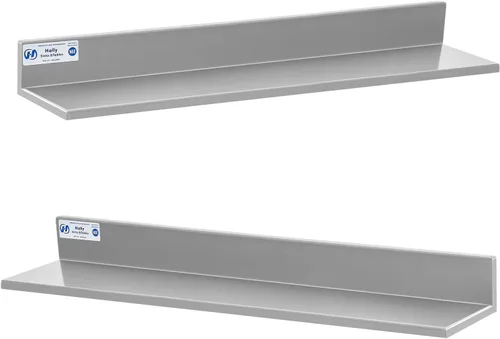Miniatura 8 de HALLY Estante de pared de acero inoxidable de 8.6 x 16 pulgadas, 44 libras, estante flotante de montaje en pared comercial resistente NSF