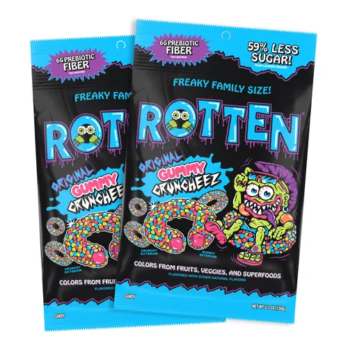 Miniatura 22 de Rotten Original Gummy Cruncheez - Bajo en azúcar, bajas calorías, 5g de fibra prebiótica amigable para el intestino, dulce sin gluten, sin