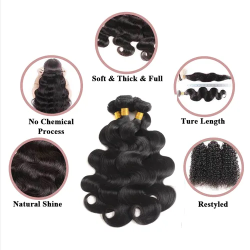 Miniatura 6 de 3 manojos de cabello humano 12A, ondulado, 100% sin procesar, cabello humano virgen brasileño de tejido rápido (14, 16, 18 pulgadas)