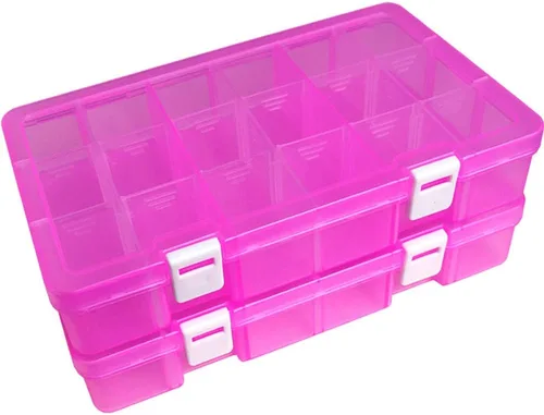 Miniatura 13 de DUOFIRE Caja organizadora de plástico con contenedor de almacenamiento, divisor ajustable, compartimento de cuadrícula extraíble para cuentas