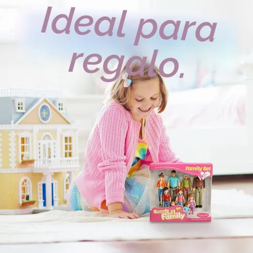 Miniatura 3 de Beverly Hills Sweet Li'l Family - Juego de 9 figuras flexibles para casa de muñecas: abuelo, abuela, mamá, papá, hermana, hermano, niño pequeño