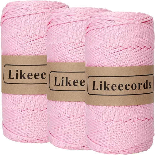 Miniatura 56 de Likeecords Cordón de macramé trenzado de poliéster de 0.157 in, 140 yardas/426 pies, hilo elástico para bolsa de ganchillo para manualidades, Verde
