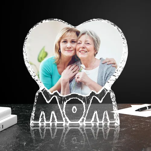 Foto de cristal 3D personalizada, marco de fotos en forma de corazón con luz nocturna de cristal 3D, el mejor regalo para parejas, amor, mujeres,
