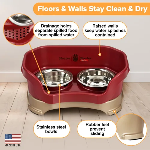 Miniatura 5 de Neater Pet Brands Cuencos para Perros Deluxe a Prueba de Derrames Elevados para Perros Pequeños Menores de 19 lbs, Fabricado en EE.UU., Cuenco