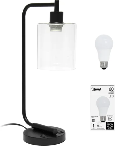 Miniatura 13 de Simple Designs LD1036-CHR Bronson Lámpara de Mesa de Linterna de Hierro Industrial Estilo Antiguo para Escritorio y Mesita de Noche con Pantalla