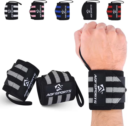 Miniatura 11 de AQF - Muñequeras para levantamiento de pesas - Aprobado por USPA e IPL, soporte de muñeca de 18 pulgadas para gimnasio con bucle para el pulgar