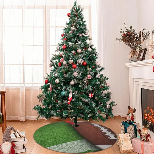 Miniatura 7 de Alfombra de césped de fútbol americano, divertido deporte, verde, 36 pulgadas, falda de árbol de Navidad, tapete, suministros divertidos