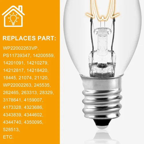 Miniatura 4 de AMI PARTS 22002263 - Bombilla de repuesto para secadora de 10 W, 120 V, apta para secadores Whirlpool Kenmore Kitche-Naid para WP22002263 3406124