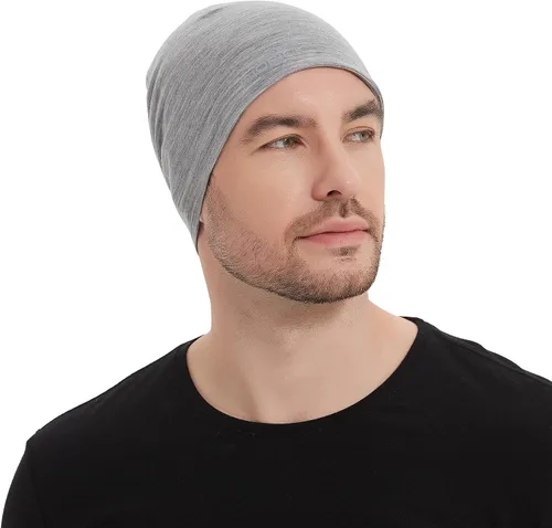 Miniatura 6 de Gorro de lana merina, gorra ligera para correr, transpirable, gorro de dormir para hombres y mujeres