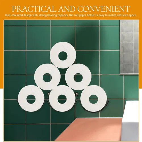 Miniatura 7 de STOBAZA Soporte para toallas de papel para baño, estante de pañuelos montado en la pared, estante decorativo para toallas de cocina