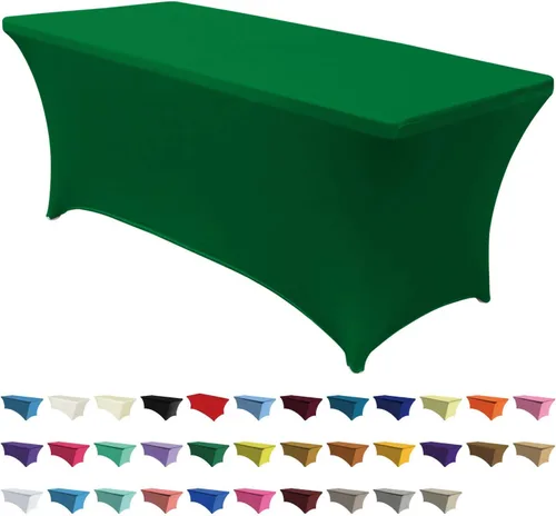 Miniatura 16 de ABCCANOPY - Funda de mesa de elastano elástica de 8 pies, mantel ajustado y resistente a las arrugas, reutilizable para mesas plegables Negro