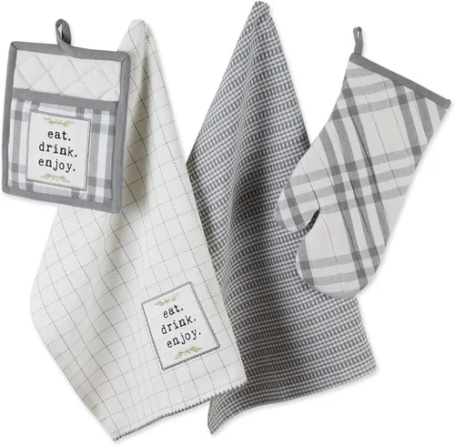 Miniatura 9 de DII Home Sweet Farmhouse Kitchen Collection, manoplas de horno, juego de toallas de cocina, color rojo granero, 4