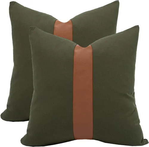 Miniatura 23 de Juego de 2 fundas de almohada negras y marrones de 18 x 18 pulgadas, fundas de almohadas modernas con rayas estilo granja para sofá, sala de estar
