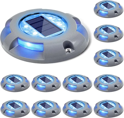 Miniatura 10 de SIEDiNLAR Luces solares para cubierta, luz LED para muelle de entrada, funciona con energía solar, marcadores de carretera impermeables para jardín