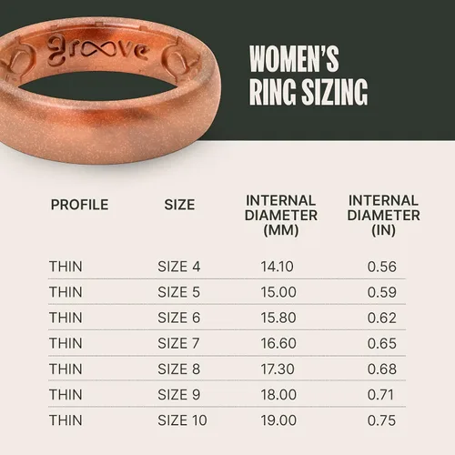 Miniatura 5 de Groove Life Anillo de boda de goma transpirable para mujer, diseño único, anillo de ajuste cómodo
