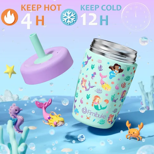 Miniatura 3 de Fimibuke Vasos para niños y niños pequeños, a prueba de derrames, 12 onzas, con aislamiento Capybara, vaso de paja para niños pequeños, botella