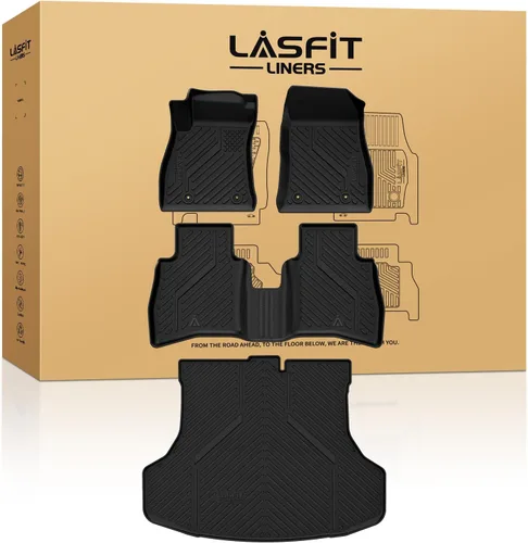 Miniatura 36 de LASFIT Alfombrillas de Piso Compatibles con Nissan Armada 2017-2018 / Infiniti QX56 2011-2013 / Infiniti QX80 2014-2018, TPE Para Todo Clima Ajuste