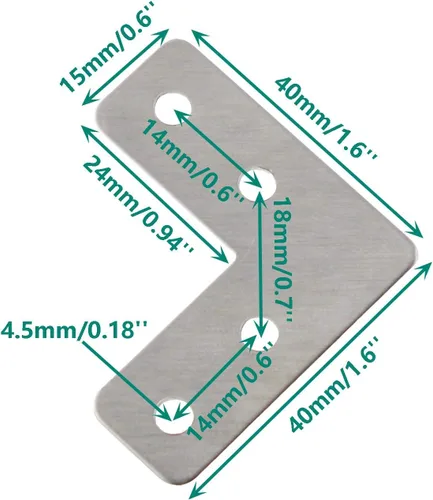 Miniatura 2 de Soporte de Esquina en Forma de L de Acero Inoxidable para Madera, Soporte de Unión y Fijación para Estantes, Muebles y Gabinetes, Juego de 10