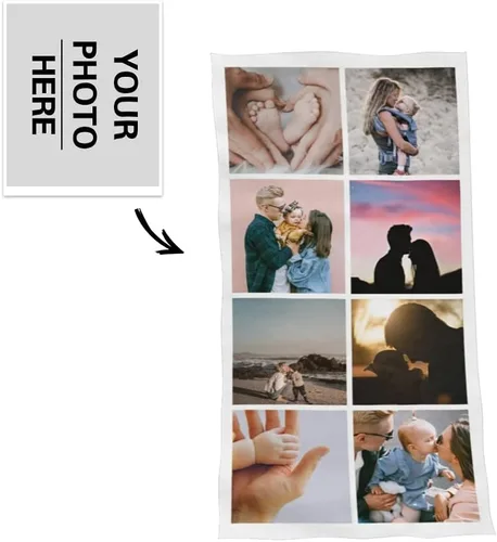 Miniatura 2 de Shapoo Toalla de playa con foto personalizada, foto personalizada/fondo/texto, divertida toalla de baño de microfibra personalizada para Ocho Foto