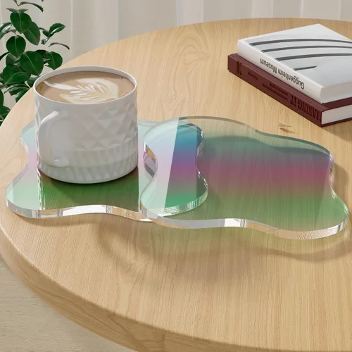 Miniatura 28 de Posavasos Decorativos de Acrílico, Posavasos Irregulares para Bar y Bebidas, Posavasos para Taza de Café con Forma de Nube Transparente, Perfecto