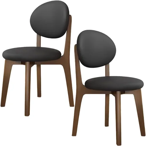 Miniatura 26 de YVYKFZD Juego de sillas de comedor, sillas de cocina de madera maciza, silla de comedor de granja con respaldo curvo, silla tapizada de cuero