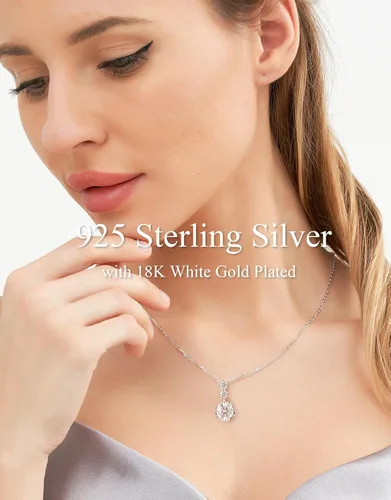 Miniatura 2 de Moissanite Pendant Necklace,3 Stones 2CT Round Cut S925 Eternity Diamond Pendant Necklace,Hypoallergenic Anniversary Birthday Wedding Bridal Jewelry