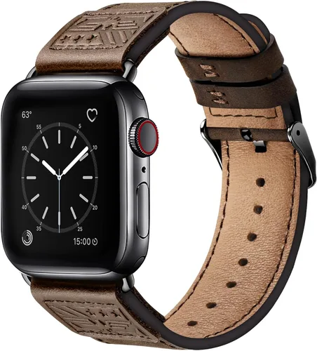 Miniatura 20 de SUNFWR Correas de cuero compatibles con Apple Watch de 1.61, 1.57, 1.5 pulgadas para hombres y mujeres, correa de repuesto de cuero genuino de grano