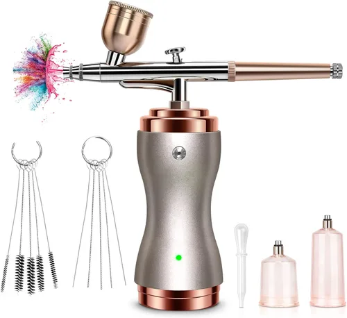 Miniatura 10 de Kit de Aerógrafo con Compresor 30PSI Aerógrafo Portátil Recargable de Mano Inalámbrico para Uñas, Arte, Pintura, Decoración de Pasteles, Galletas