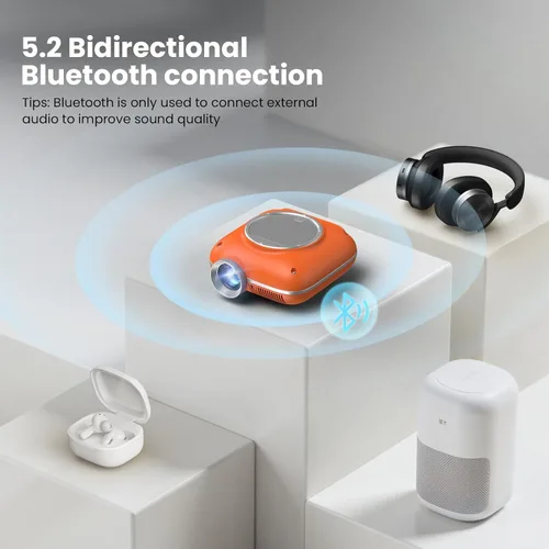 Miniatura 4 de HOMPOW Mini proyector con Bluetooth bidireccional, proyector portátil para uso de cine en casa, compatible con 1080P para interiores/exteriores