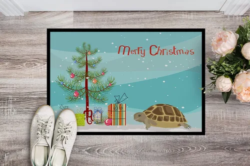 Miniatura 2 de Caroline's Treasures CK4542MAT - Felpudo con diseño de tortuga de Navidad de 18 x 27 pulgadas, para interiores y exteriores, para entrada
