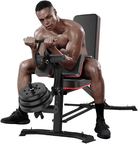 Banco de pesas utilitario con extensión de pierna, banco ajustable multiposición para entrenamiento de fuerza, ejercicio con mancuernas y
